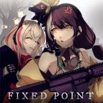  2girls anger_vein banana_(girls&#039;_frontline) bare_shoulders black_hair blonde_hair cheek_poking closed_eyes colt_9mm_smg commentary_request english_text girls&#039;_frontline grin gun heterochromia holding holding_gun holding_weapon jacket m4_sopmod_ii_(girls&#039;_frontline) m4_sopmod_ii_(mod3)_(girls&#039;_frontline) mask mask_around_neck mineta_naoki multicolored_hair multiple_girls off_shoulder poking red_eyes red_hair respirator ribbed_sweater ro635_(girls&#039;_frontline) ro635_(mod3)_(girls&#039;_frontline) smile streaked_hair submachine_gun sweater sweater_vest trigger_discipline upper_body weapon white_hair yellow_eyes yellow_jacket 