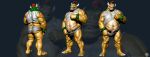  3d_(artwork) belly bowser clothed clothing clothing_lift digital_media_(artwork) erection facial_piercing genitals grin hair hi_res horn humanoid_genitalia humanoid_penis koopa male mario_bros muscular navel nintendo nose_piercing nose_ring overweight penis piercing plantigrade red_hair ring_piercing scalie scruffmcgruwuff shirt shirt_lift smile solo spikes tank_top topwear underwear 