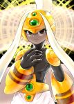  1other blonde_hair brown_eyes commentary_request dark_skin highres hitotose9 looking_at_viewer mega_man_(series) mega_man_battle_network mega_man_battle_network_3 serenade smile solo 