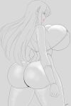  absurdres ass breasts bursting_ass bursting_breasts celes_chere final_fantasy final_fantasy_vi gigantic_breasts highres huge_ass huge_breasts large_breasts leotard long_hair monochrome thick_thighs thighs thong_leotard wide_hips zetarok 