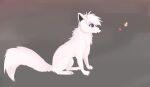  arthropod butterfly canid canine canis claws fan_character female feral fluffy fluffy_tail freya_(joeumbre) fur hair insect joeumbre lepidopteran mammal pawpads paws purple_eyes sitting solo tail white_body white_fur white_hair wolf 