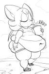  anthro bat beverage child clothing drinking female footwear hi_res huge_belly mammal overweight rouge_the_bat sandals sega solo sonic_the_hedgehog_(series) thick_thighs ultrahand young 
