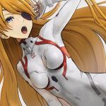  1girl blue_eyes bodysuit breasts cleavage evangelion:_3.0+1.0_thrice_upon_a_time interface_headset long_hair looking_at_viewer neon_genesis_evangelion plugsuit rebuild_of_evangelion sasasa_r_23 solo souryuu_asuka_langley white_bodysuit 