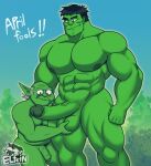  2023 abs age_difference alien alien_humanoid april_fools areola ball_fondling balls biceps big_penis black_hair crossover day digital_media_(artwork) duo elfein erection eyebrows fondling foreskin genitals glans green_body green_skin grey_hair hair hi_res hulk human human_on_humanoid humanoid humanoid_genitalia humanoid_penis interspecies male male/male mammal marvel muscular muscular_human muscular_male muscular_thighs navel nipples nude old outside partially_retracted_foreskin pecs penis penis_size_difference plant quads retracted_foreskin size_difference sky smile star_wars thick_thighs tree vein veiny_penis yoda yoda&#039;s_species 