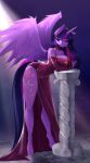  anthro backlighting clothing equid equine female friendship_is_magic hasbro hi_res horn jewelry light light_beam lighting mammal my_little_pony pedestal solo spread_wings sunbeam sunlight twilight_sparkle_(mlp) u_lu_lu winged_unicorn wings 