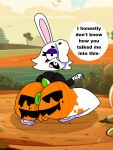  absurd_res annoyed_expression anus big_butt bodypaint butt female goth hi_res hoppygoth_(artist) huge_butt jade_(hoppygoth) lagomorph leporid mammal puffy_anus pumpkin_butt pumpkin_patch rabbit solo 