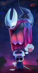  absurd_res accidental alipse anthro areola big_breasts black_body bound breasts butt cape clothing duo exposed hanging_breasts hi_res hollow_knight hornet_(hollow_knight) huge_breasts looking_down male melee melee_weapon nipples paper poster red_cape sad sagging_breasts string sword team_cherry text thick_thighs third-party_edit thought_bubble unyin weapon 
