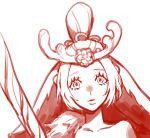  1girl absurdres antlers closed_mouth collarbone flower hair_flower hair_ornament highres holding holding_staff league_of_legends lillia_(league_of_legends) long_hair looking_at_viewer monochrome single_bare_shoulder solo spirit_blossom_lillia staff wosashimi 