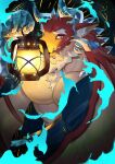  blue_fire crystalline dragon fire furry furry_male galvo_(live_a_hero) gem highres kiekoio lantern live_a_hero robe sparkle 