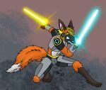  anthro lightsaber machine male melee_weapon protogen reywoof solo star_wars weapon 