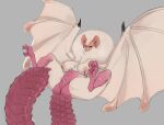  2023 absurd_res anthro big_breasts biped breasts butt capcom claws digital_media_(artwork) ear_piercing ear_ring female flying flying_wyvern fur genitals grey_background hi_res lvlirror membrane_(anatomy) membranous_wings monster_hunter neck_tuft nipple_piercing nipples paolumu piercing pink_body pussy ring_piercing simple_background solo spread_legs spreading toe_claws tuft white_body white_fur winged_arms wings 