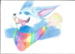 absurd_res anthro canid canine canis hi_res league_of_legends lgbt_pride male male/male mammal pinumontbalou pride_colors rainbow_pride_colors riot_games solo tongue tongue_out traditional_media_(artwork) warwick_(lol) were werecanid werecanine werewolf wolf 