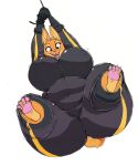  absurd_res anthro belly big_breasts bodysuit breasts canid canine clothing diane_foxington dreamworks female fox gloves handwear herro hi_res huge_breasts mammal nipple_outline overweight overweight_female pawpads paws skinsuit smile solo the_bad_guys thick_thighs tight_clothing 