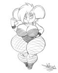  anthro big_breasts breasts cleavage clothed clothing female fishnet fishnet_legwear hand_on_hip koala legwear mammal marsupial solo tansau thick_thighs vombatiform 