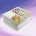  absurdres bananasboy bento blueberry curry dango food food_focus fruit highres lettuce no_humans original painting_(medium) rice sanshoku_dango shadow still_life strawberry traditional_media wagashi watercolor_(medium) 