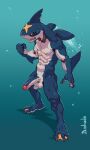  absurd_res balls dohade erection generation_3_pokemon genitals hi_res male muscular muscular_male nintendo penis piercing pokemon pokemon_(species) sharpedo simple_background solo vein veiny_penis 