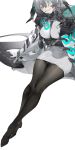  1girl aqua_eyes aqua_wings arknights between_breasts black_footwear black_pantyhose breasts coat dress feathered_wings fingerless_gloves full_body gloves grey_hair hair_between_eyes head_wings high_heels highres ho&#039;olheyak_(arknights) holding holding_own_tail infection_monitor_(arknights) large_breasts long_coat long_sleeves looking_at_viewer open_clothes open_coat pantyhose rai_(97417) scales short_hair sidelocks sitting smile snake_tail solo strap_between_breasts tail white_background white_dress white_gloves wings 