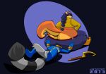  2013 anthro big_butt boots bottomwear butt cane canid canine carmelita_fox clothed clothing duo female footwear fox fur gloves hair handwear huge_butt kazecat mammal obese obese_anthro obese_female overweight overweight_anthro overweight_female ponytail procyonid raccoon simple_background sly_cooper sly_cooper&#039;s_cane sly_cooper_(series) sony_corporation sony_interactive_entertainment sucker_punch_productions tail topwear 