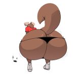  anthro bent_over big_butt brown_body butt canid canine canis clothing coin crouching domestic_dog footwear huge_butt kom_(komdog) komdog male mammal shirt shoes solo thong topwear underwear 