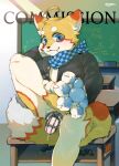  &lt;3 &lt;3_eyes 4_toes :3 absurd_res ahoge anal_beads anthro biped blue_eyes blue_pawpads blush bodily_fluids bottomless bottomless_male chalkboard chastity_cage chastity_device checkered_kerchief cheek_tuft circle_eyebrows classroom claws clothed clothing dripping eyebrows facial_tuft feet felid feline finger_claws foot_focus fuzzy_eyebrows genital_fluids genitals hair hi_res inner_ear_fluff looking_at_viewer male mammal multicolored_body pawpads paws penis precum precum_drip raised_leg school sex_toy sitting_on_tail solo tail toe_claws toes tuft uniform white_body yellow_body yrac 