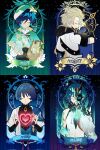  4boys albedo_(genshin_impact) androgynous aqua_hair black_gloves black_hair blonde_hair blue_hair braid cape closed_eyes closed_mouth facing_to_the_side facing_viewer genshin_impact gloves green_cape half_mask half_updo highres jacket japanese_clothes low_twin_braids male_focus mask multicolored_hair multiple_boys scaramouche_(genshin_impact) short_hair short_ponytail twin_braids venti_(genshin_impact) wanderer_(genshin_impact) white_jacket xiao_(genshin_impact) xnoahru 