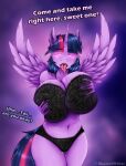  anthro big_breasts bodily_fluids breast_holding breast_squish breasts english equid equine female friendship_is_magic genital_fluids genitals hand_on_breast hasbro hi_res horn invalid_tag mammal my_little_pony nipples nude pussy pussy_juice shamziwhite squish standing text twilight_sparkle_(mlp) unicorn wings 