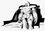  character_name grey_background greyscale gun gundam highres holding holding_gun holding_weapon looking_up mecha mobile_suit monochrome no_humans open_hand robot sarcophage science_fiction solo turn_a_gundam turn_a_gundam_(mobile_suit) weapon 