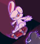  2023 2spot_studio ambiguous_gender anthro bloody_bunny bloody_bunny_(series) duo eye_contact female hi_res knife lagomorph leporid lizardfungus looking_at_another looking_down looking_up mammal rabbit skateboard skateboarding tagme 