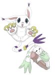  ambiguous_gender anthro anus apparitionnumber2 bald_crotch bandai_namco butt claws digimon digimon_(species) duo_focus female gatomon genitals group happy hi_res long_ears male nude paws penis pussy size_difference sleeping spread_legs spreading tail terriermon trio 