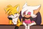  age_difference aged_up anthro bat breasts canid canine cleavage clothed clothing duo female fox hi_res krazyelf makeup male male/female mammal miles_prower older_female rouge_the_bat sega sonic_the_hedgehog_(series) wings younger_male 