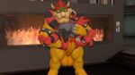  16:9 3d_(artwork) anthro arm_around_neck armband armwear balls big_balls big_hands big_penis black_penis bowser bracelet claws clothing digital_media_(artwork) duo erection feet feet_in_air felid feline fingers fire fireplace front_view fur generation_7_pokemon genitals grinding hair handwear hi_res holding_chest holding_leg holding_partner horn huge_balls huge_penis humanoid humanoid_genitalia humanoid_penis incineroar jewelry koopa larger_male legs_up looking_at_genitalia male male/male mammal mario_bros mario_day multicolored_body multicolored_fur muscular muscular_anthro muscular_male nintendo nipples nude pec_grab pecs penis pokemon pokemon_(species) red_hair saggy_balls scalie size_difference smile source_filmmaker spiked_armband spiked_bracelet spikes standing temrix vein veiny_penis widescreen 