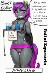  2:3 anthro artificial_intelligence breasts collar collar_only english_text fall_of_equestria female genitals hands_behind_back hi_res navel nude poprocks_(oc) profanity pussy sex_slave solo strangerdanger text 
