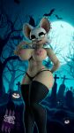  3d_(artwork) absurd_res anthro bat breasts butt digital_media_(artwork) female fur goth hair halloween hi_res holidays mammal nipple_piercing nipples nude piercing pose solo teddinasty tongue tongue_piercing white_body white_fur white_hair wide_hips 