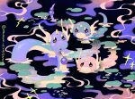  alternate_color commentary dragonair dratini english_commentary highres lily_pad looking_at_viewer no_humans partially_submerged pokemon pokemon_(creature) shiny_pokemon spaceinvadeeer twitter_username water 