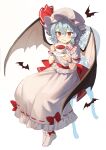  1girl bat_wings black_tea black_wings blue_hair blush chair closed_mouth collared_shirt commentary_request cup fingernails frilled_shirt_collar frilled_skirt frills full_body hair_between_eyes hat hat_ribbon highres holding jill_07km mob_cap nail_polish partial_commentary red_eyes red_nails red_ribbon remilia_scarlet ribbon shirt short_hair short_sleeves simple_background sitting skirt socks solo tea touhou white_background white_headwear white_shirt white_skirt white_socks wings wrist_cuffs 