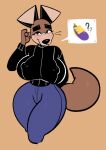  anthro big_breasts blush breasts canid canine canis clothing domestic_dog female implied_handjob implying kom_(komdog) komdog looking_at_viewer mammal nipple_outline smile solo sweater topwear turtleneck 
