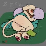  anthro blush eyewear female generation_2_pokemon genitals glasses hi_res mimi_(mr.smile) nintendo pokemon pokemon_(species) pussy sleeping smeargle 