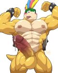  abs absurd_res anthro biceps big_muscles big_penis blush bodily_fluids bracelet cum flexing genital_fluids genitals hi_res jewelry koopa koopaling lemmy_koopa maldu male mario_bros muscular muscular_male nintendo nipples pecs penis precum reptile scalie smile solo spiked_bracelet spikes tongue tongue_out vein veiny_penis 