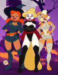  absurd_res animaniacs anthro bear breasts cleavage clothed clothing female furboz group halloween hi_res holidays julie_bruin lagomorph leporid lola_bunny looney_tunes mammal minerva_mink mink mummy mustelid musteline rabbit tiny_toon_adventures tongue tongue_out trio true_musteline undead vampire warner_brothers witch_costume 