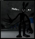  3d_(artwork) anthro backrooms_creature balls black_body black_border border claws creepy digital_media_(artwork) english_text genitals glowing glowing_eyes hi_res humanoid lagomorph leporid long_arms looking_at_viewer male mammal monster nsg_editor nude penis question_mark rabbit smile smiler_(the_backrooms) smiling_at_viewer solo source_filmmaker teeth text the_backrooms 