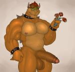  anthro areola balls biceps big_balls big_penis biped blush bodily_fluids body_hair bowser bracelet collar cute_fangs elemental_creature eyebrows fleshformomo flora_fauna foreskin genitals glans hair hairy_balls half-erect hi_res holding_object horn humanoid_genitalia humanoid_penis jewelry koopa male mario_bros musclegut muscular muscular_anthro muscular_male muscular_thighs navel nintendo nipples nude partially_retracted_foreskin pecs penis pinup piranha_plant plant pose pubes quads red_hair scalie shell solo spiked_bracelet spiked_collar spiked_shell spiked_tail spikes spikes_(anatomy) sweat tail tan_body thick_thighs vein veiny_penis yellow_body 