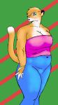  anthro belly big_breasts bottomwear bracelet breasts clothing danellz digital_media_(artwork) felid female green_eyes jewelry lion mammal marissa_(marissa) navel_outline open_mouth overweight overweight_anthro overweight_female pantherine pants solo topwear 