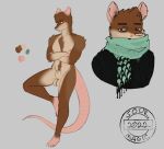  animal_genitalia anthro balls bittervow brown_body brown_fur clothing ears_back fur genitals jacket male mammal murid murine nipples nude pink_body pink_nipples pink_nose pink_skin pivoted_ears rat rodent scarf sheath solo standing tan_body tan_fur topwear witt 