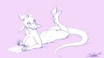 anthro bed big_breasts breasts butt clothing drawing female furniture hi_res kobold nude saphirathefur solo tail underwear 