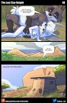  anthro anthro_on_anthro bodily_fluids comic cum dialogue duo female fur genital_fluids hi_res jonan_dane_(siroc) lyra_sovenka_(siroc) male male/female mammal mountain outside procyonid raccoon siroc white_body white_fur 