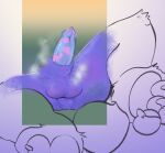  anthro blue_genitals blue_glans catch_0 genitals glans male mottled mottled_genitalia musk penis presenting presenting_penis purple_body solo steam unfinished 