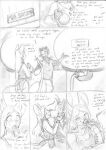  anthro blackfox85 canid canine clothed clothing comic dialogue duo female fox genitals hi_res hyper hyper_genitalia kissing male male/female mammal milk mouse murid murine potion rodent traditional_media_(artwork) 