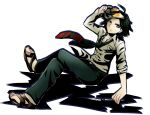  1boy black_hair book danganronpa/zero danganronpa_(series) dress_shirt holding holding_book holding_scalpel matsuda_yasuke necktie non-web_source shirt white_background 