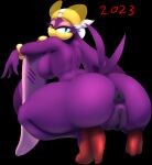  anthro anus astroodragon avian big_butt bird breasts butt clothing female footwear genitals hi_res high_heels looking_at_viewer looking_back looking_back_at_viewer one_eye_closed pussy sadflowerhappy sega solo sonic_riders sonic_the_hedgehog_(series) wave_the_swallow wink 