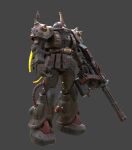  3d blender_(medium) cable concept_art damaged emblem english_commentary fusion gatling_gun glowing glowing_eye gouf gouf_custom grey_background gun gundam heat_hawk highres hose light machine_gun machinery mecha mecha_focus mobile_suit no_humans one-eyed original radio_antenna ray_tang realistic red_eyes redesign robot roundel science_fiction shield shoulder_spikes spikes tube weapon wolf_print zaku_ii zeon 